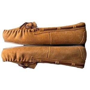 NEW Tamarac Slippers Leather Moccasin Style Faux Fur Lined Womens 8 Cozy Comfy